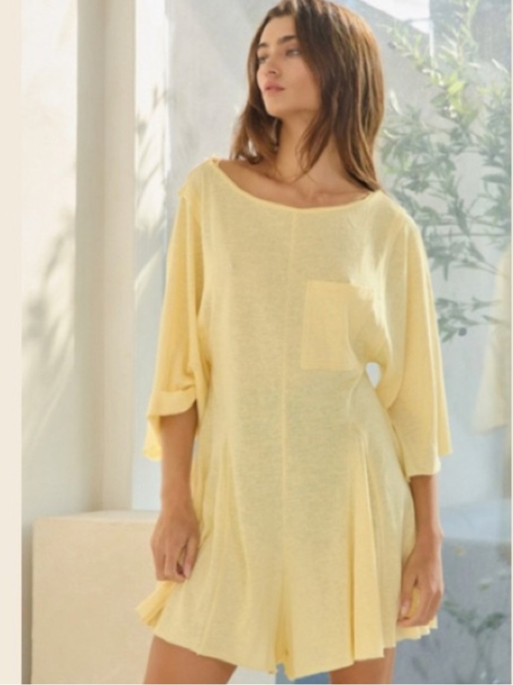 NWOT Free People Free-Est Mona Romper in Yellow Gauze Size Large - Picture 8 of 9